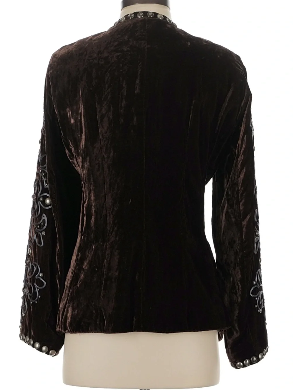 Double D Ranch Deep Brown Plum Velvet Jacket Silver Conchos Size S rodeo ranch - Picture 5 of 6